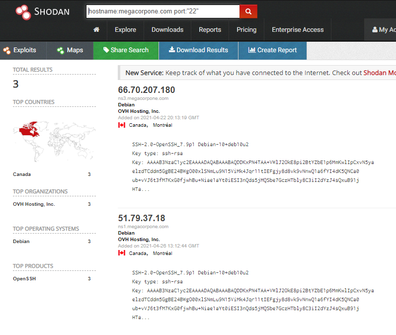 Shodan search.